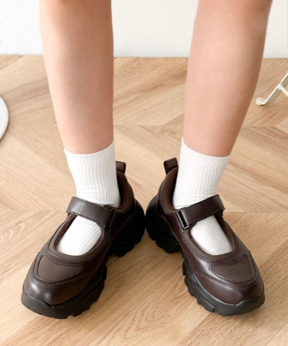 WEGO 厚底ベロクロストラップシューズ 