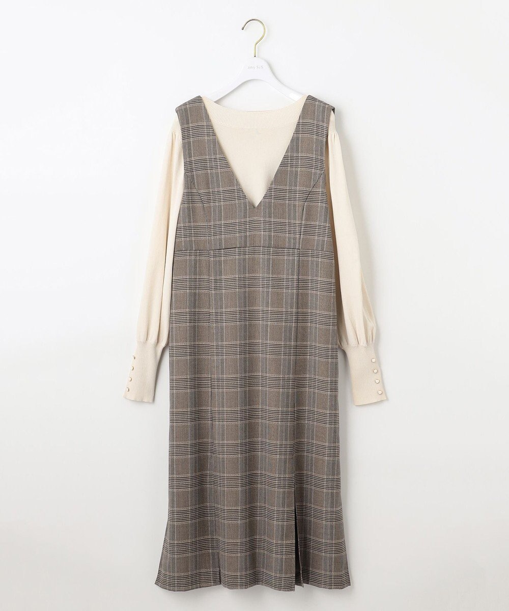 ANY SIS 【2SET】チェック ジャンパースカート× ニット 