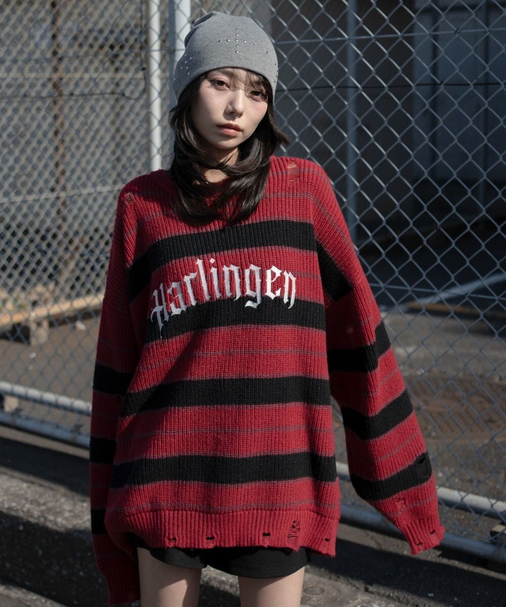 WEGO 【ユニセックス着用ITEM】アゼアミボーダーニットプルオーバー 