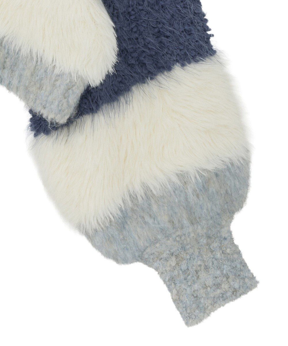 earth music&ecology ポンポンヤーンミックスインターシャカーディガン 