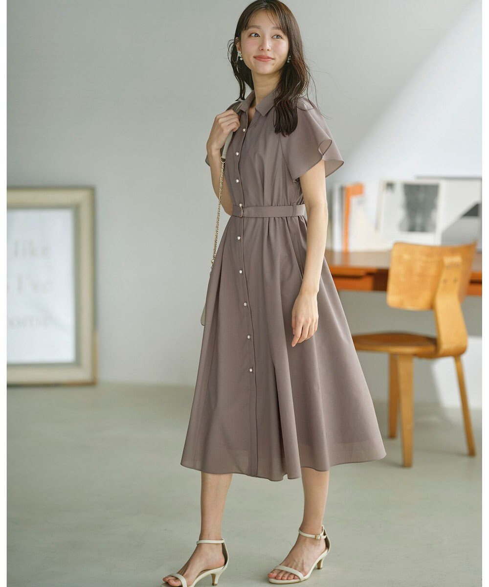 ANY SIS 【洗える】ビューティフレア シャツワンピース 