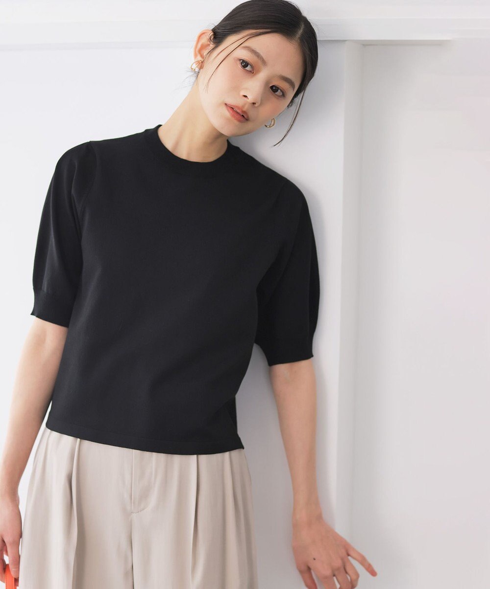 組曲 L シアー ニット５分袖 プルオーバー 