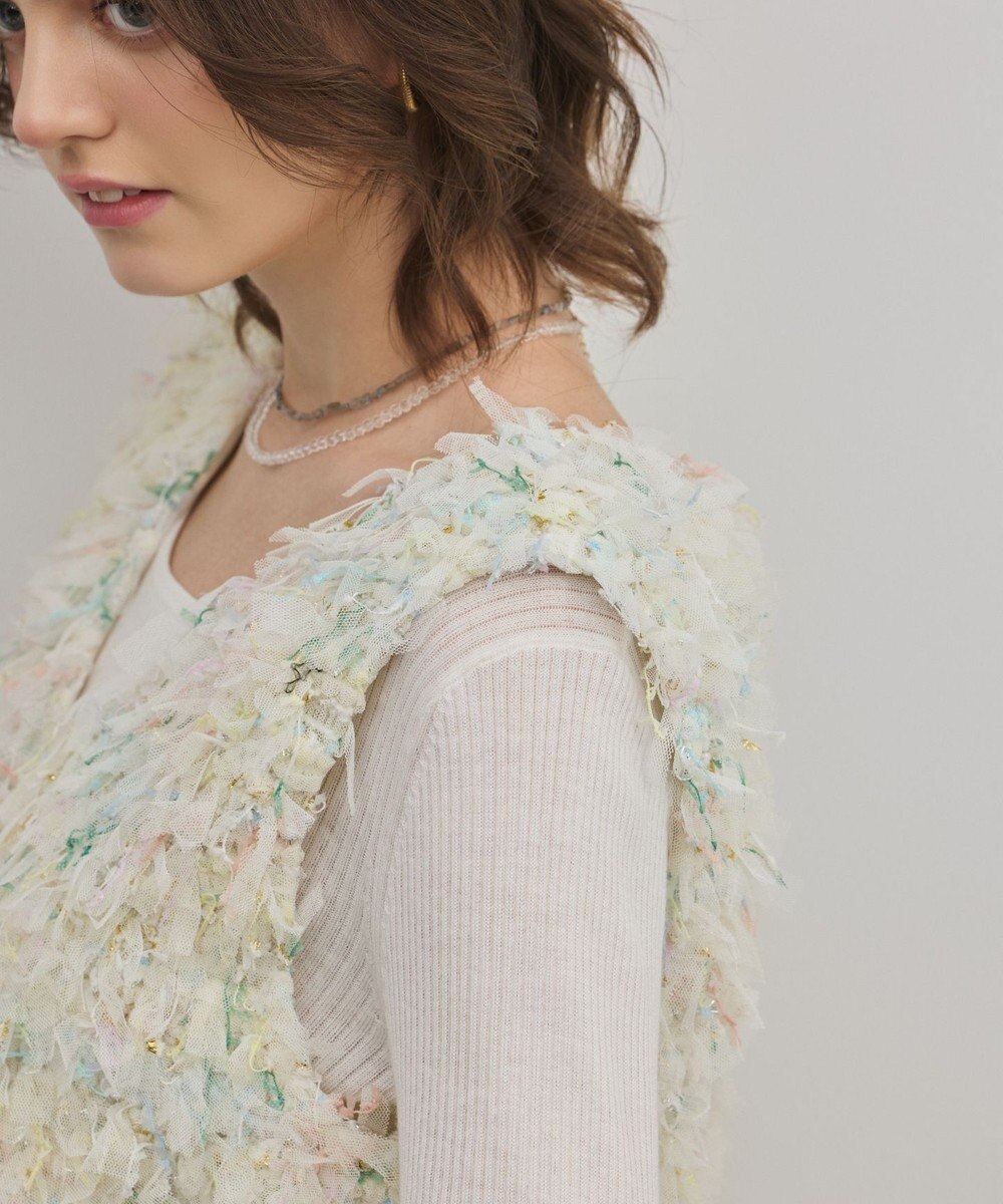 GRACE CONTINENTAL フリンジチュールベスト 