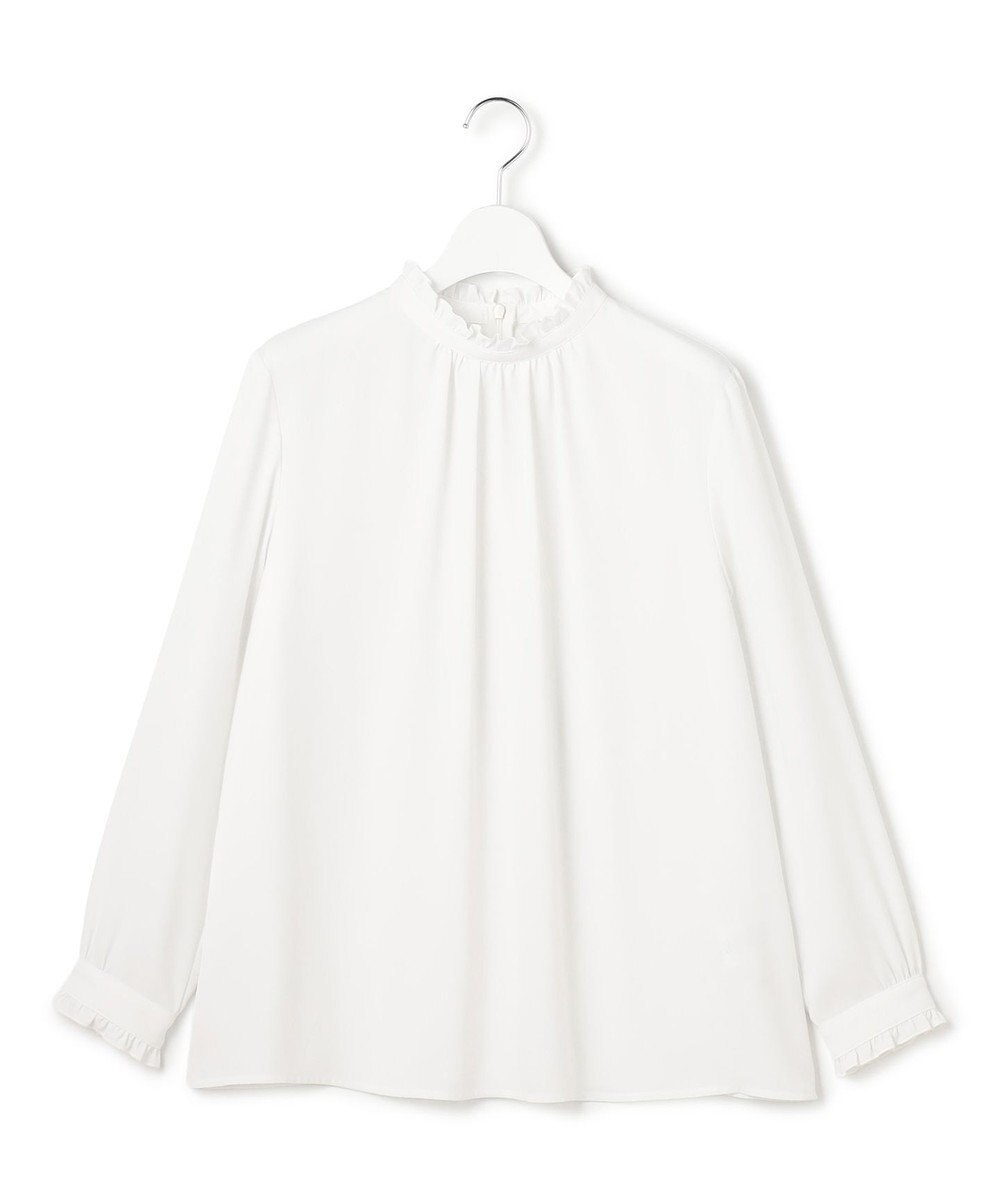 23区 L 【洗える】バックサテンアムンゼン フリルデザインシャツ 