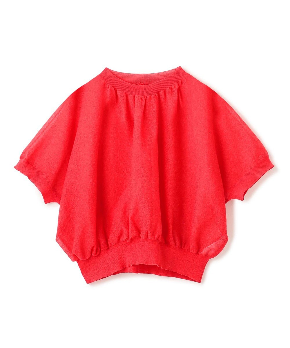 BEIGE， 【洗える・Oggi 7月号掲載】LUPINUS / リネン混半袖プルオーバーギャザーニット 