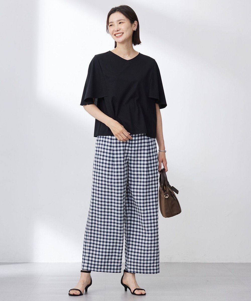 J.PRESS LADIES 【洗える・接触冷感】プレーティングジャージー ケープ風 カットソー 