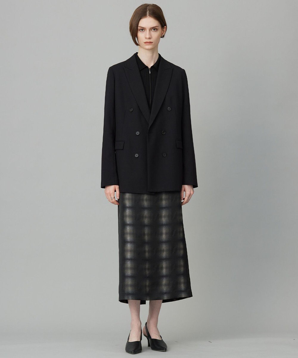 ICB 【洗える】シャイニーオンブレーチェック ストレートスカート 