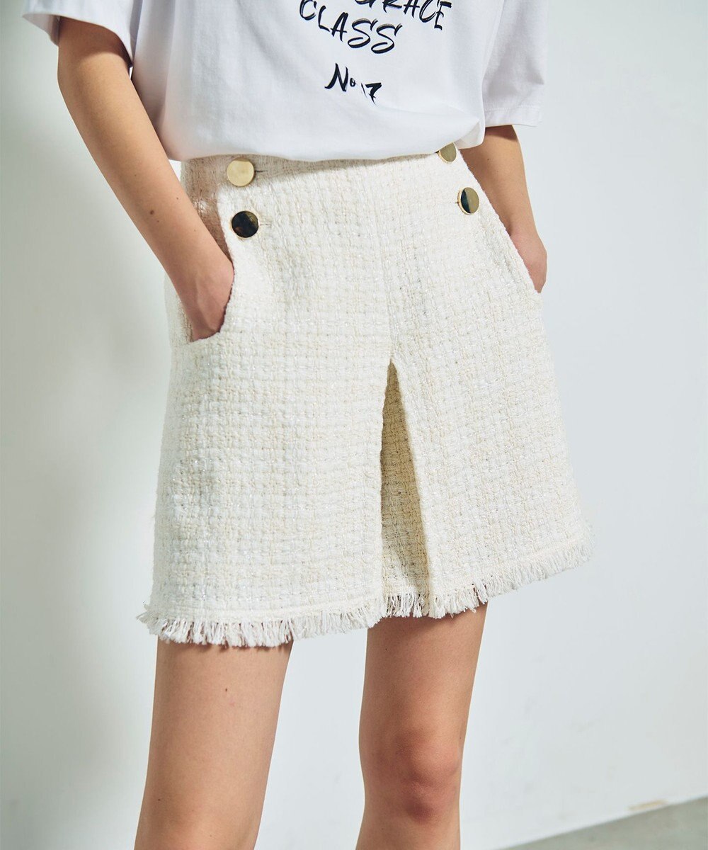 GRACE CONTINENTAL ツイードボックスタックショートパンツ 