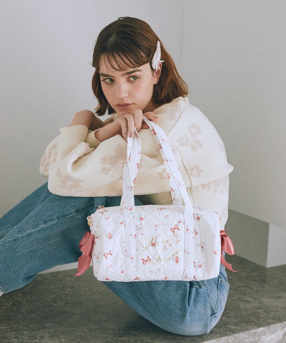 Maison de FLEUR フラワーリボンプリント2Wayボストンバッグ 
