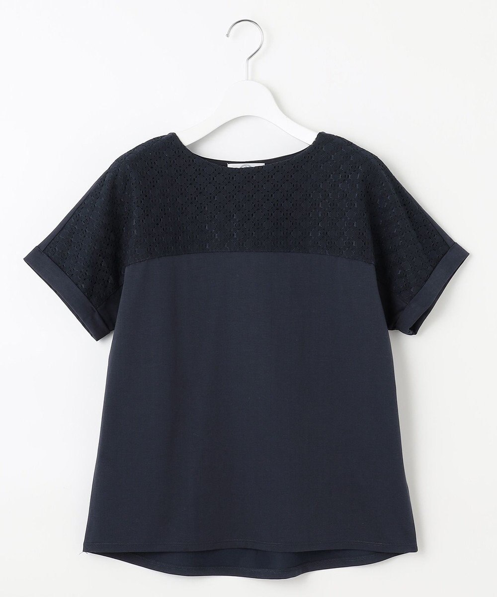 J.PRESS LADIES 【吸水速乾】レーシーコンビ フレンチスリーブ カットソー 