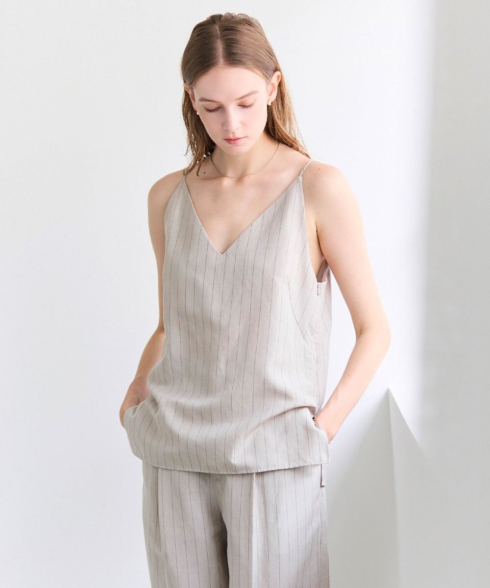BEIGE， ERYTH / リネンストライプ キャミソール 