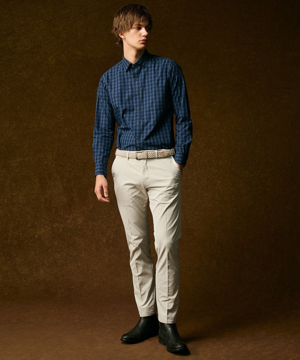 JOSEPH ABBOUD 【綿100％】メランジギンガムチェック シャツ 