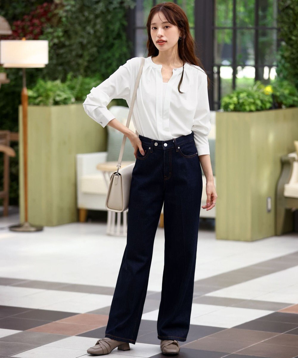 Tiaclasse L 【新色追加・洗える】バンドカラー2WAYタックブラウス 