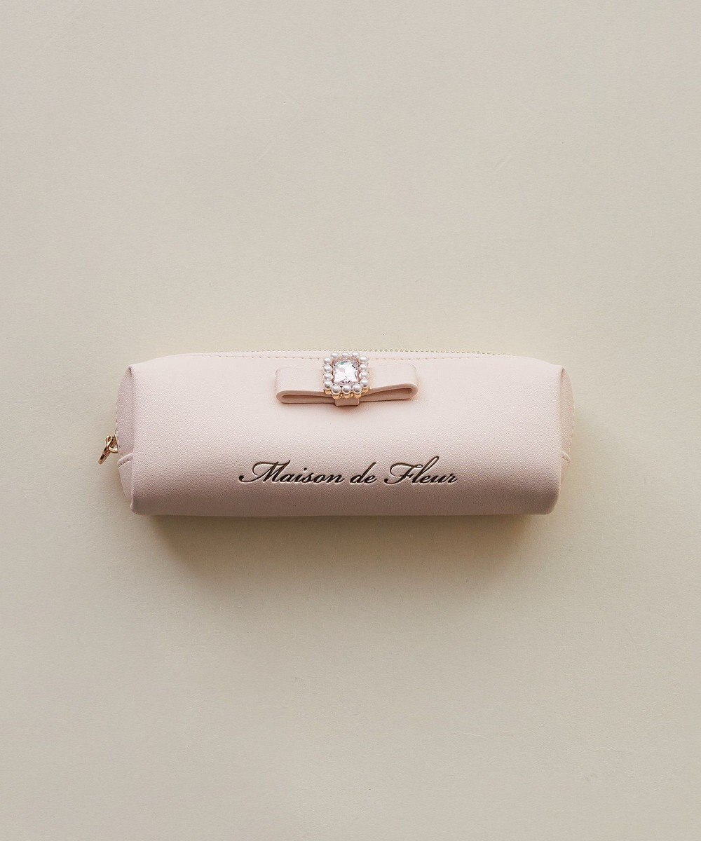 Maison de FLEUR パールビジュー合皮リボンロングポーチ 