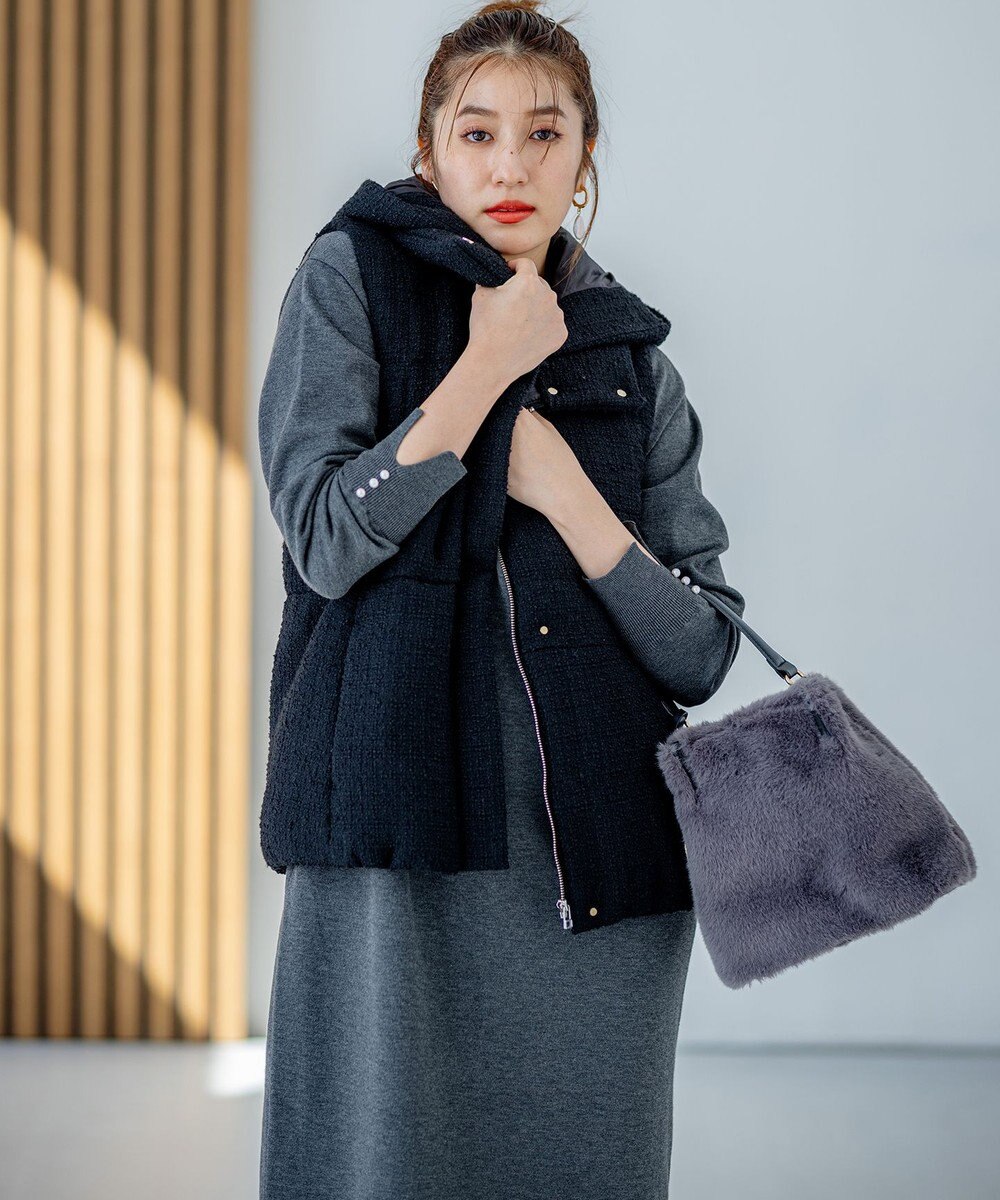 組曲 【中綿・軽羽織】フード付きパディングベスト 