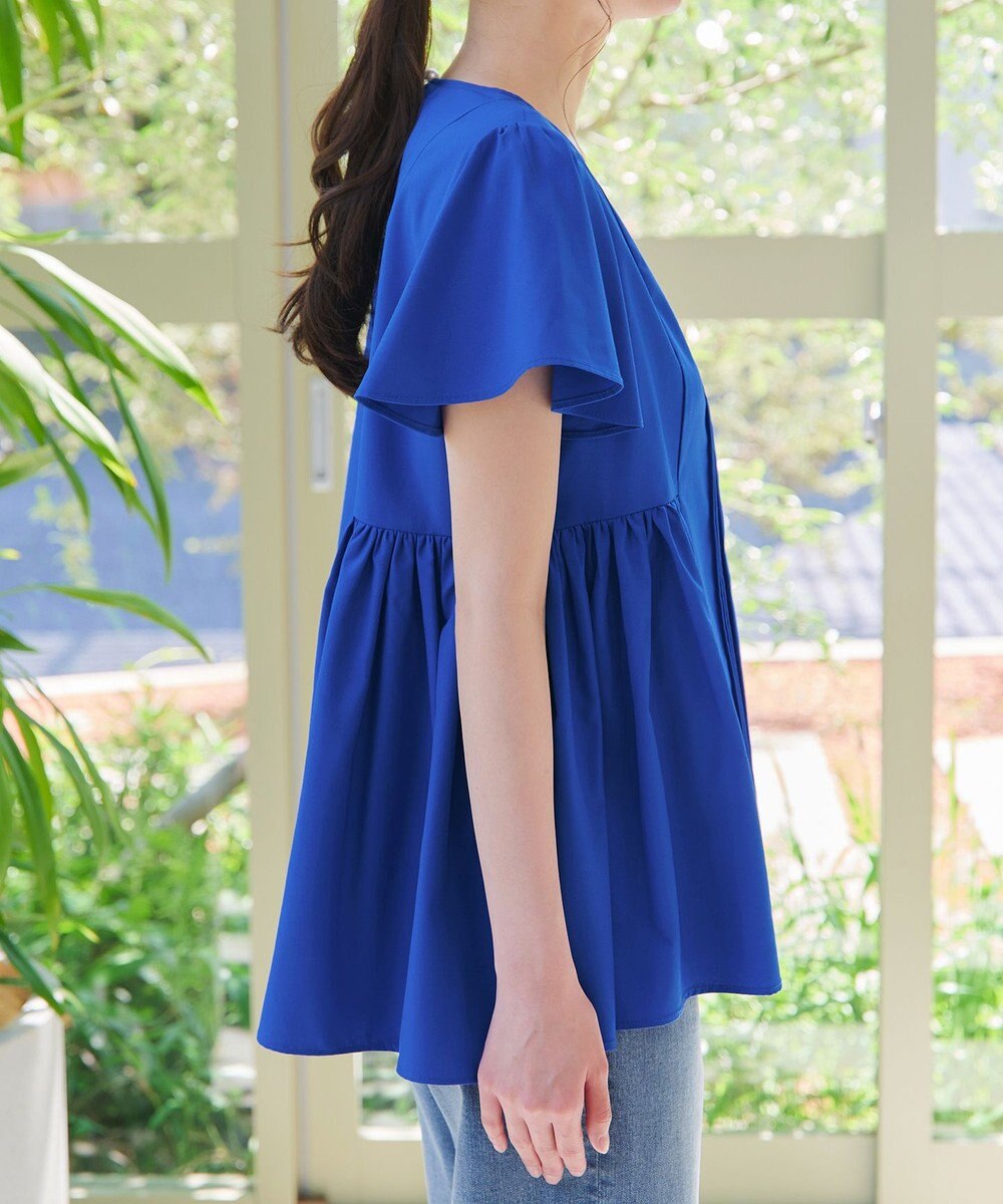 Tiaclasse 【洗える】ペプラムギャザーピンタックブラウス 