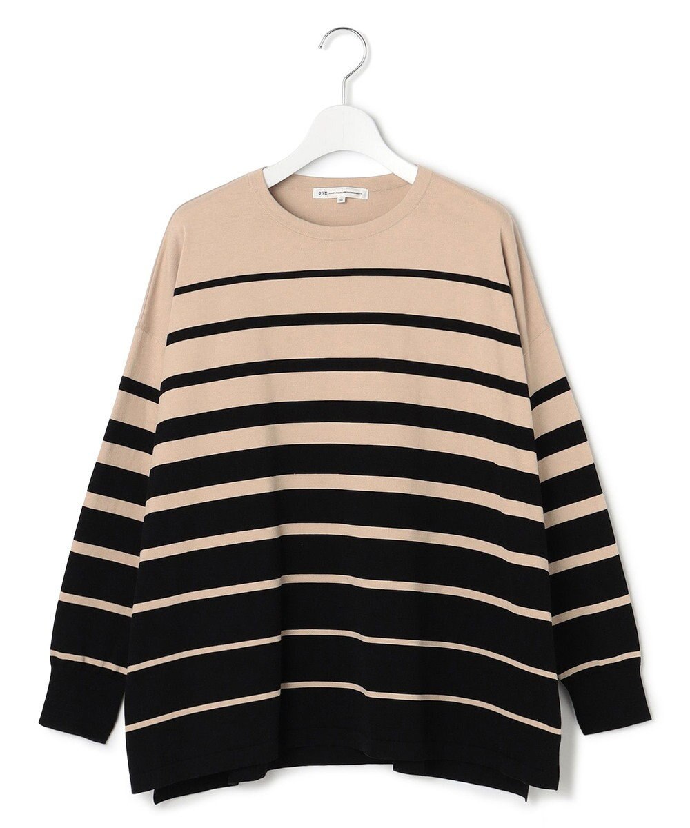 23区 【洗える】プレミアムビオコットン ボーダー ワイド ニット 