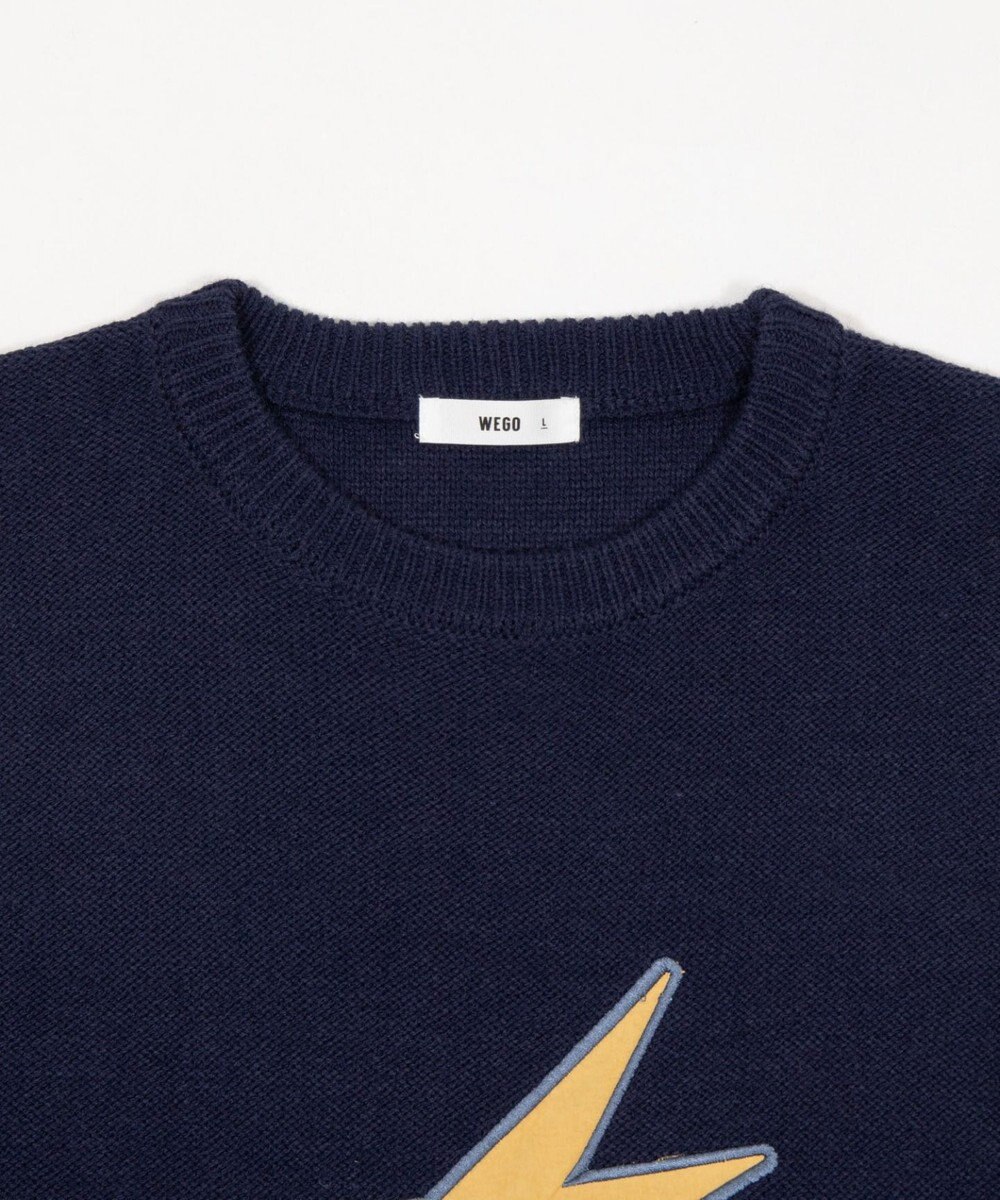 WEGO サテンワッペンニットプルオーバー 