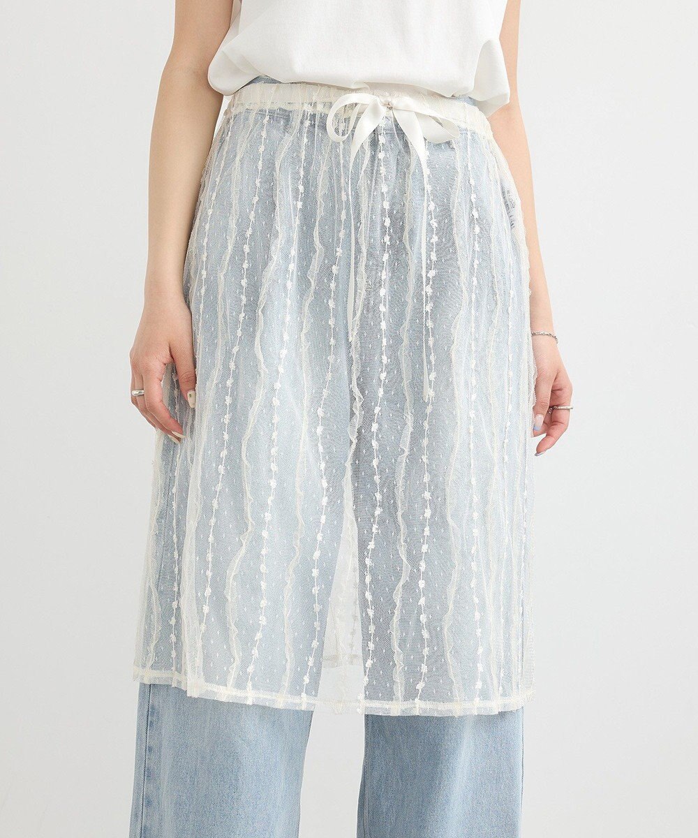 earth music&ecology ストライプレースレイヤードスカート 