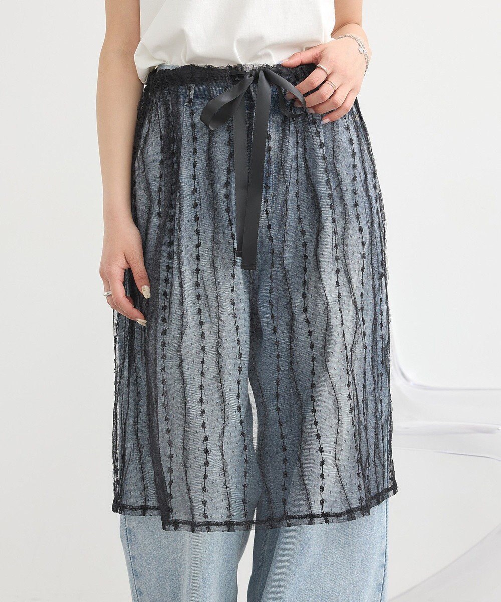 earth music&ecology ストライプレースレイヤードスカート 