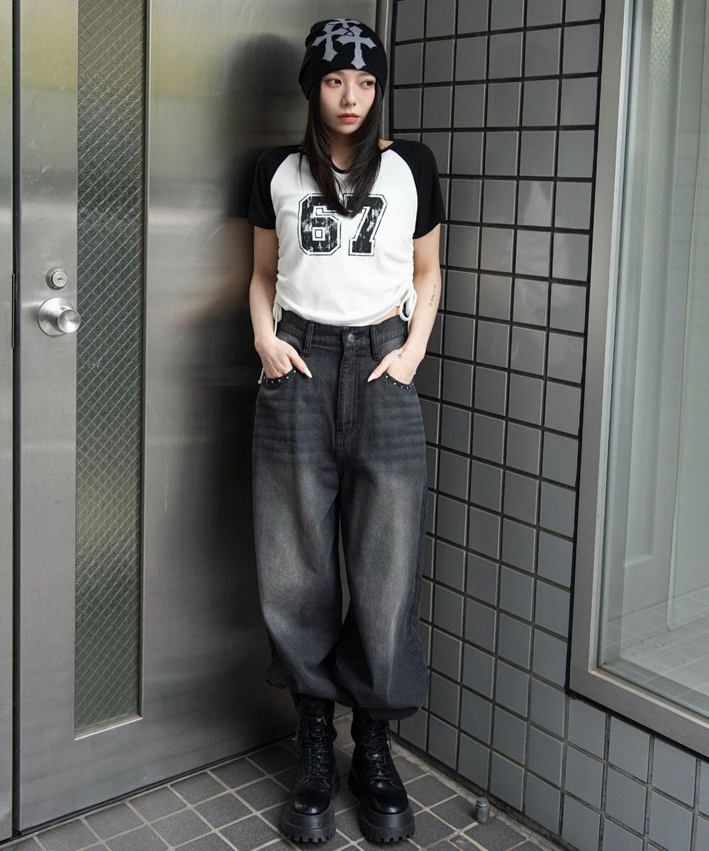WEGO キーネックサイドレースアップちびT 