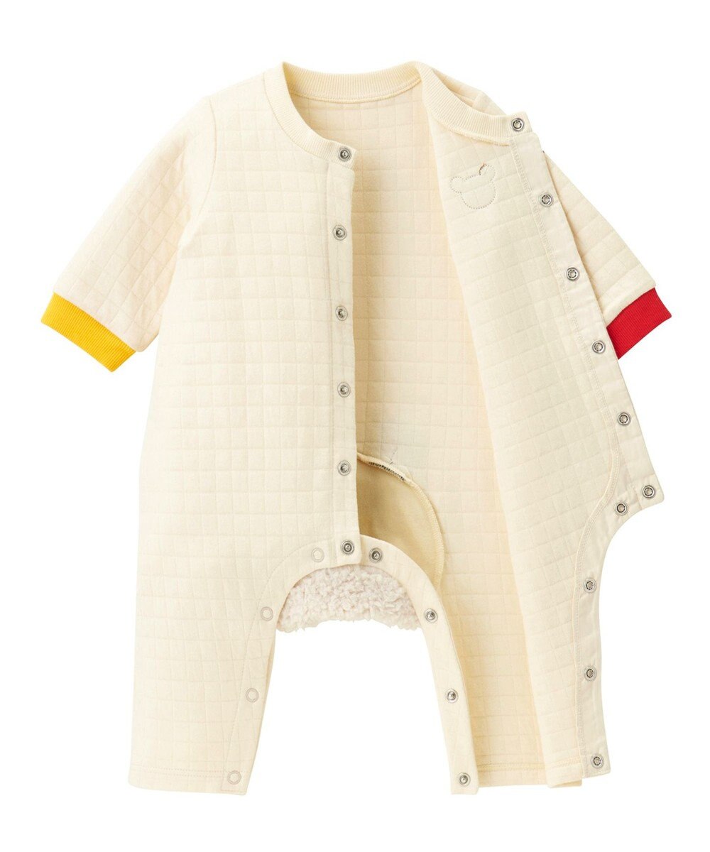 MIKI HOUSE HOT BISCUITS 【70-80cm】 顔ドン ニットキルト カバーオール 