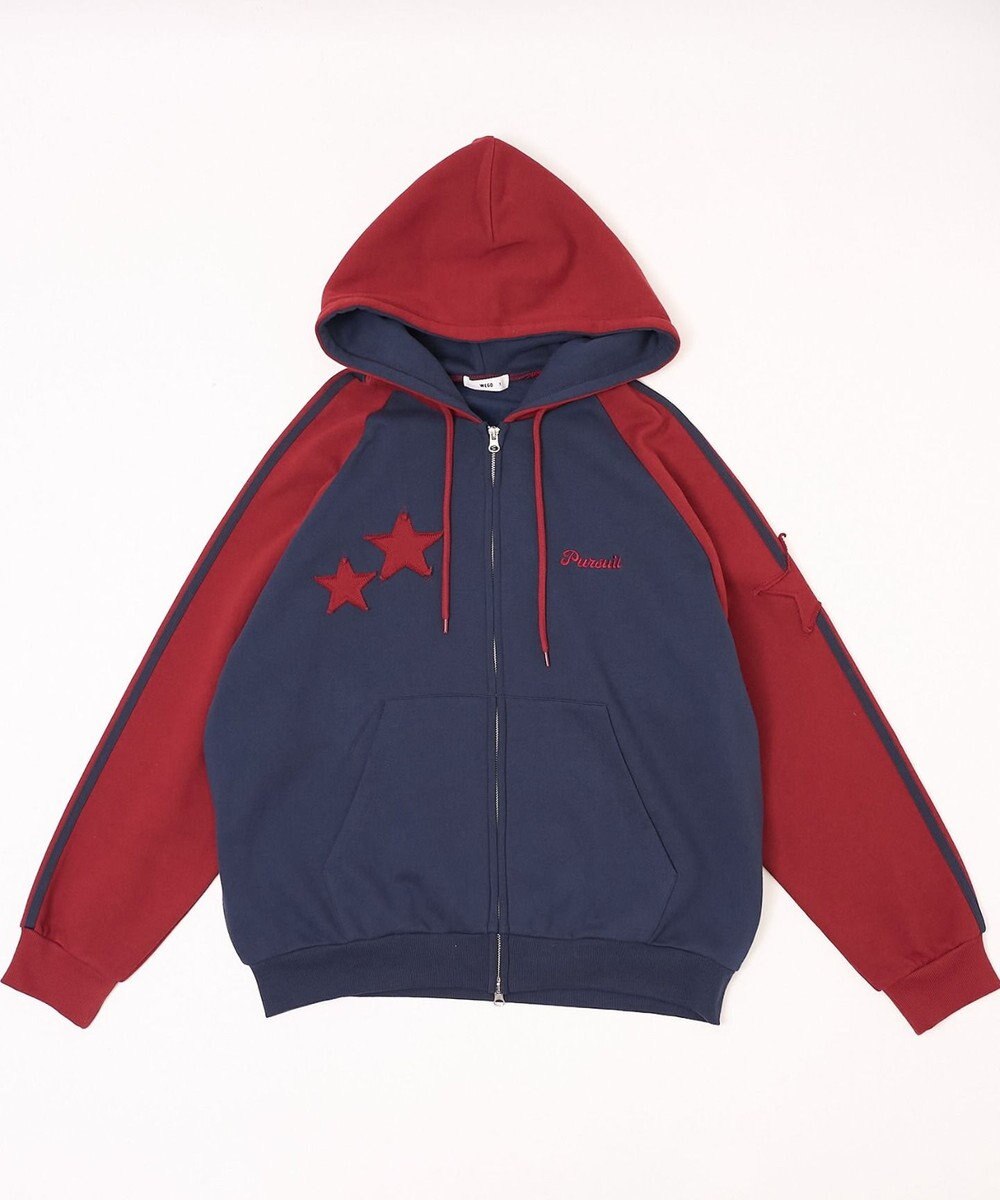 WEGO 【ユニセックス着用ITEM】ラインラグランZIPパーカー 