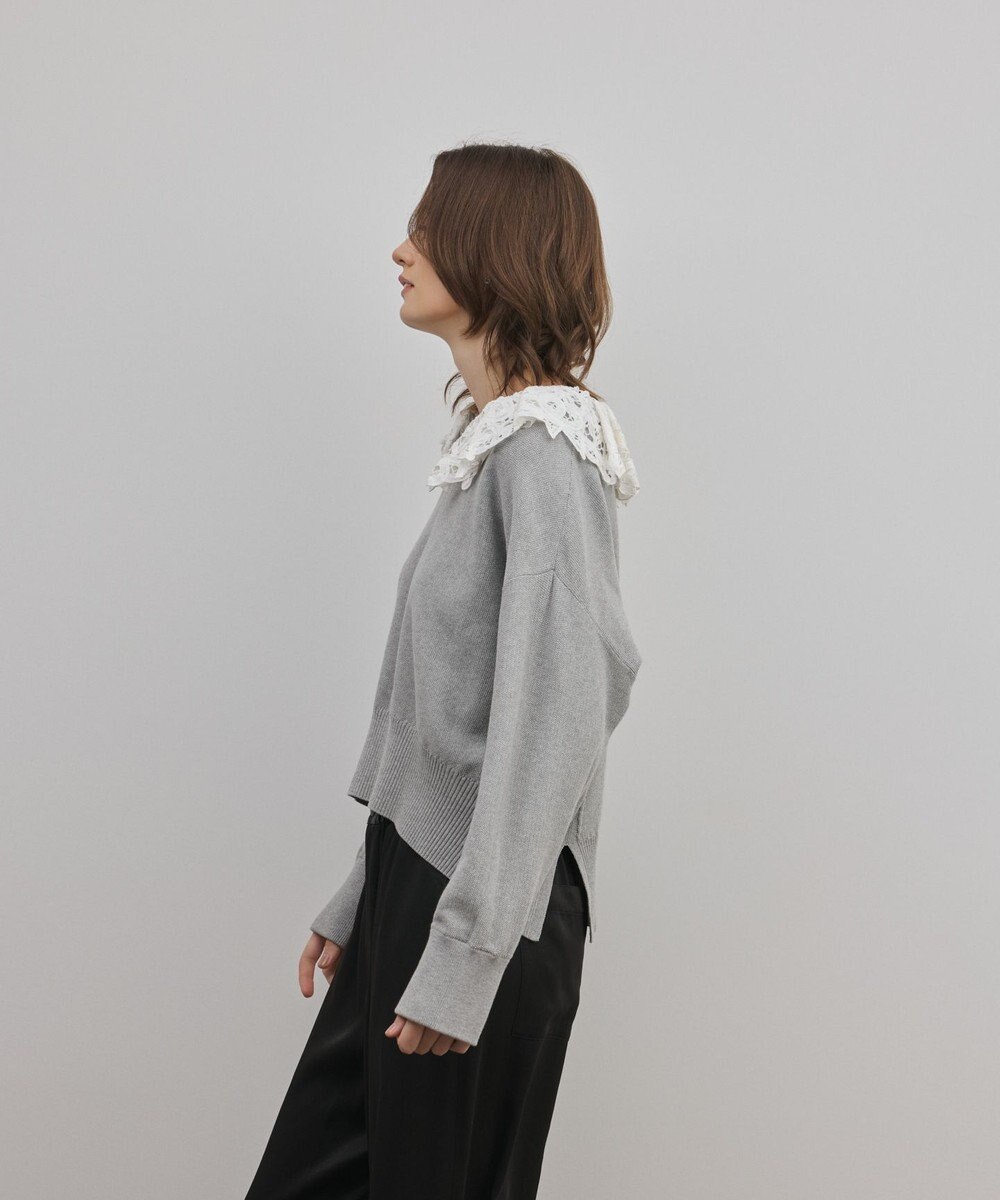 GRACE CONTINENTAL レースカラーニットトップ 