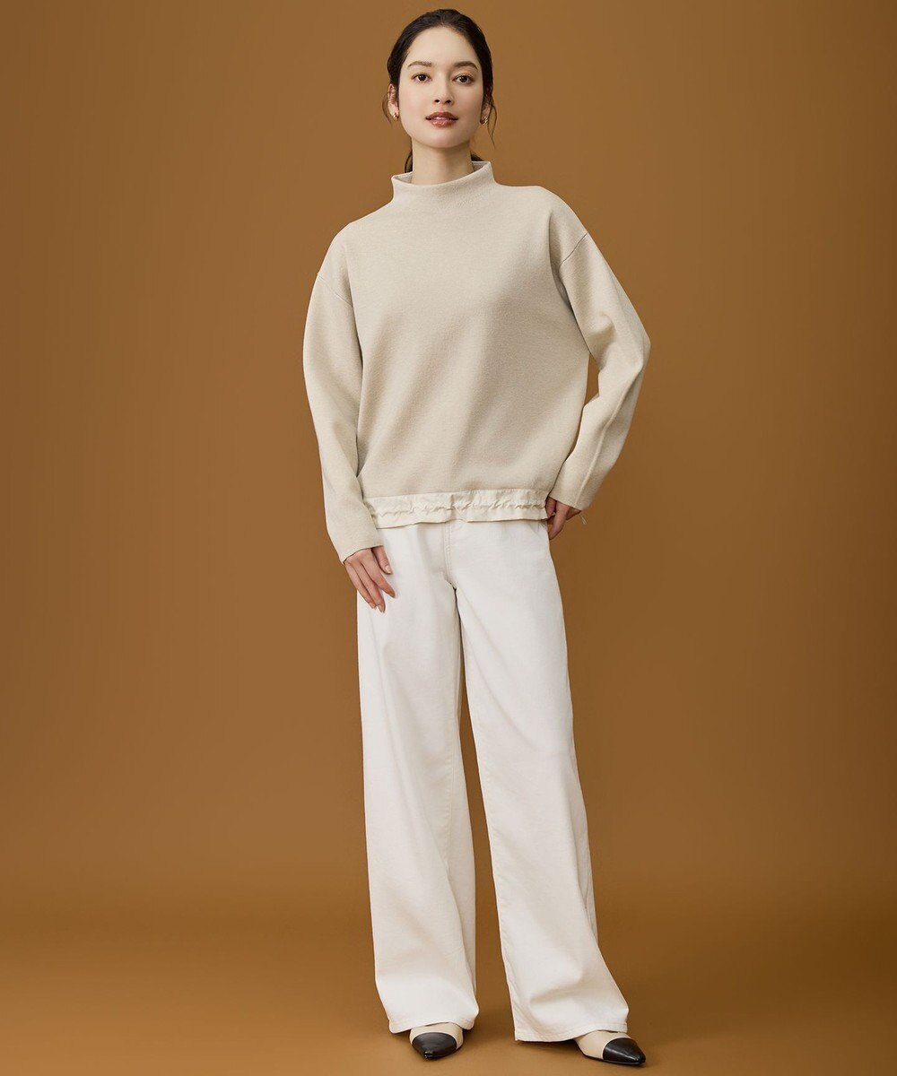 自由区 L 【19号サイズまで展開】ウスカルデニムワイドストレート パンツ 