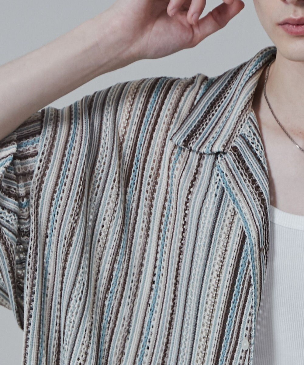 WEGO ストライプメッシュBIGシャツ（S） 