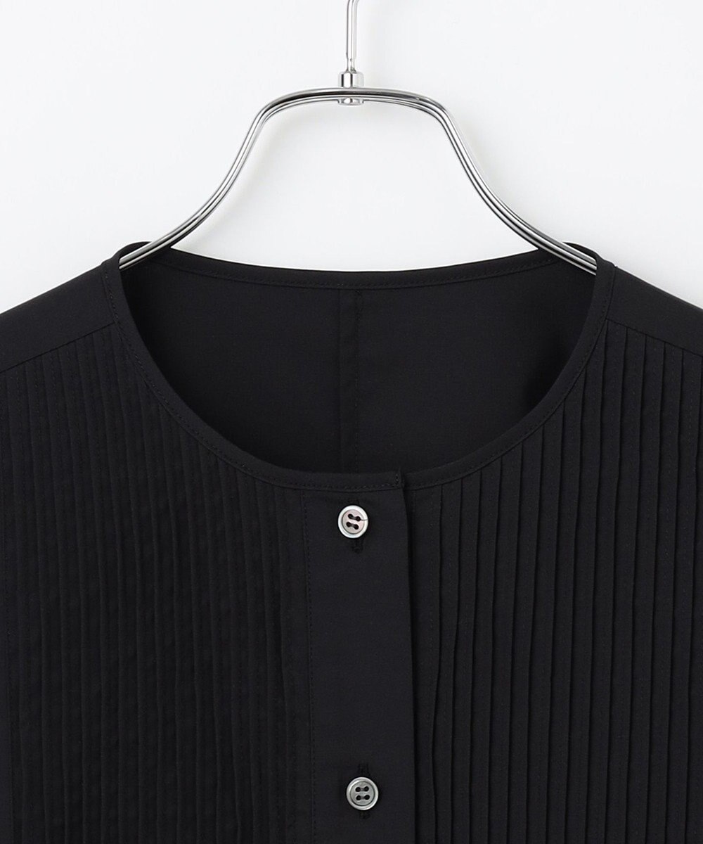 #Newans 【洗濯機可能/シワになりにくい】〈お腹・腰回りをカバー〉ピンタックデザインスクエアブラウス 