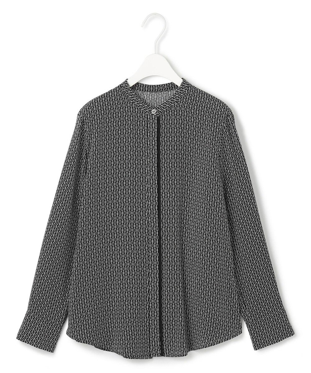 ICB L 【UVケア・速乾・洗える】BackSatinAmunzen バンドカラーブラウス 