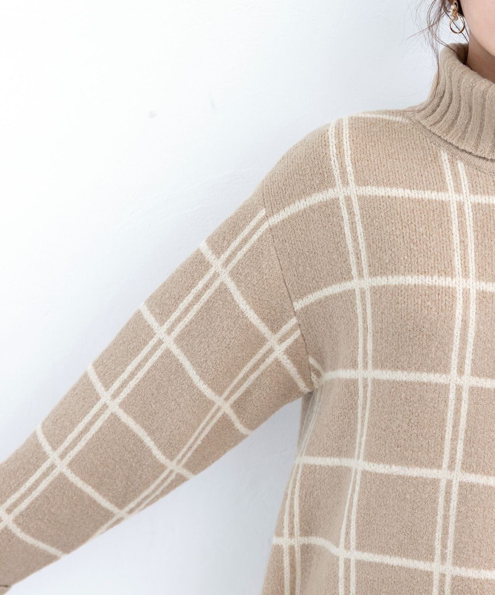 Tiaclasse L 【洗える】チェックジャガードニットチュニック 