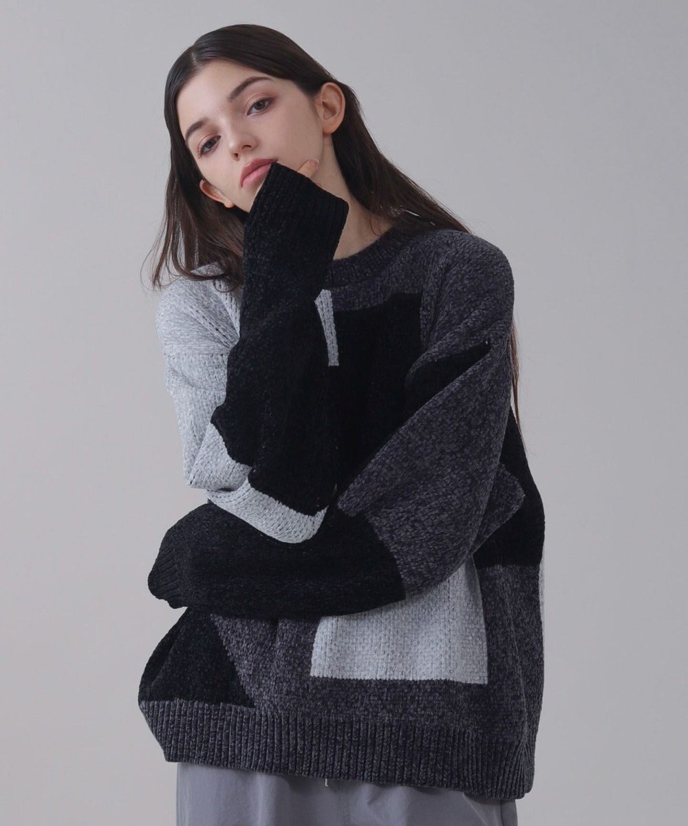 WEGO 【ユニセックス着用ITEM】ベロアモールカラーブロックプルオーバー 