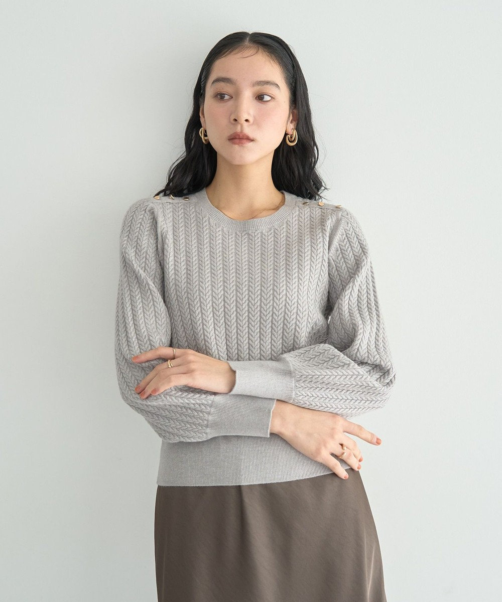 YECCA VECCA 金釦ミニケーブルニット 