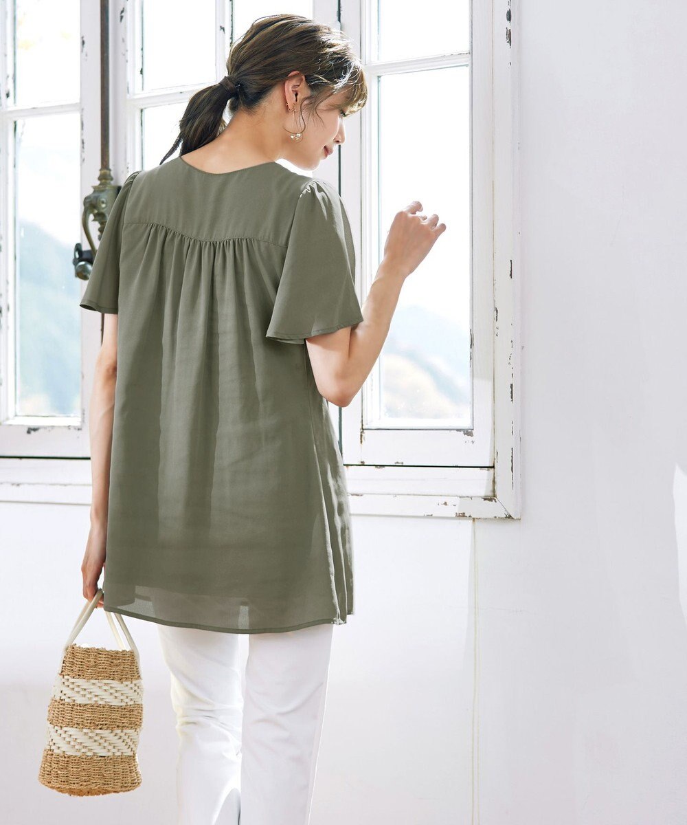 Tiaclasse フレアスリーブチュニックブラウス 