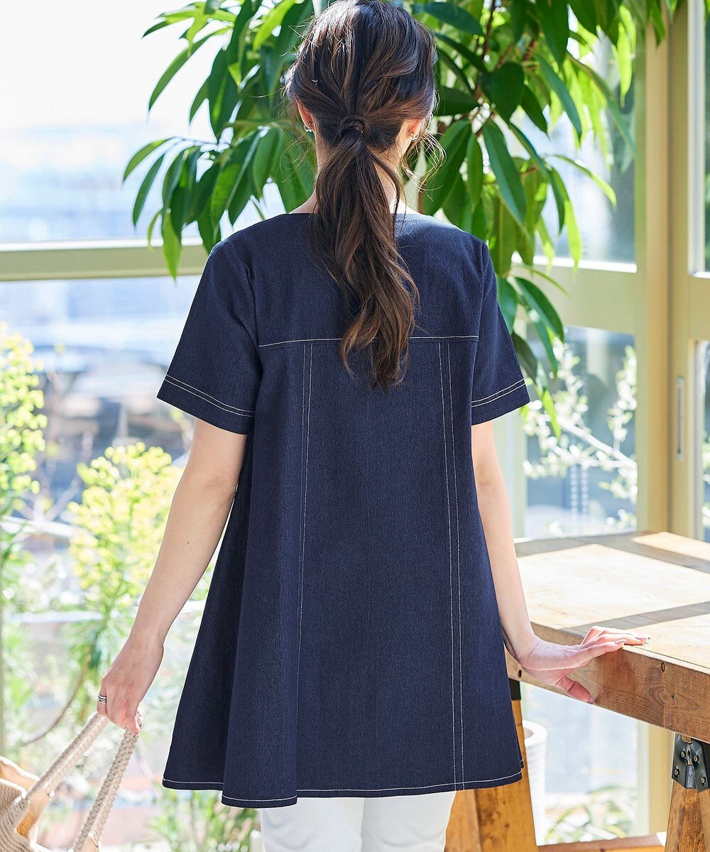 Tiaclasse 【洗える】デニムチュニックブラウス 