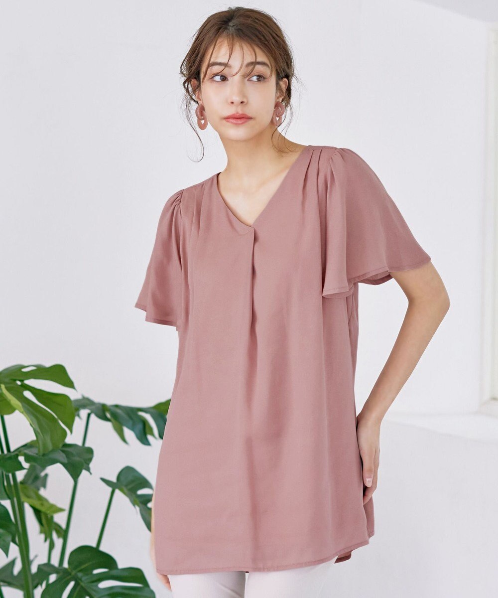 Tiaclasse フレアスリーブチュニックブラウス 