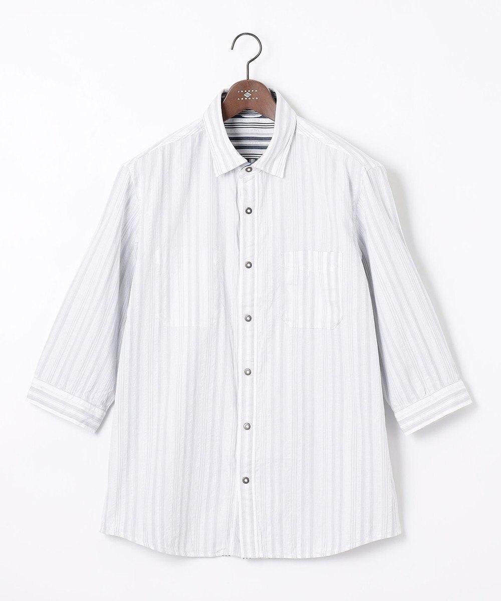 JOSEPH ABBOUD 【キングサイズ・1枚で2通りの着こなし】オーガニックコットンリバーシブル 七分袖シャツ 