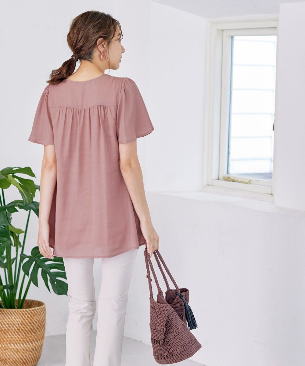 Tiaclasse フレアスリーブチュニックブラウス 