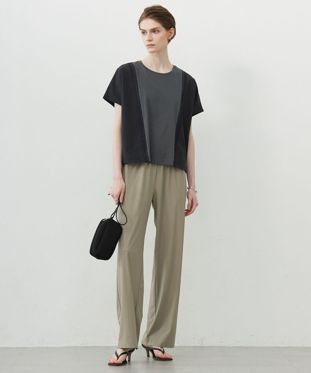 ICB L 【接触冷感・UVケア・洗える】シルケットスムースコンビ バイカラーカットソー 