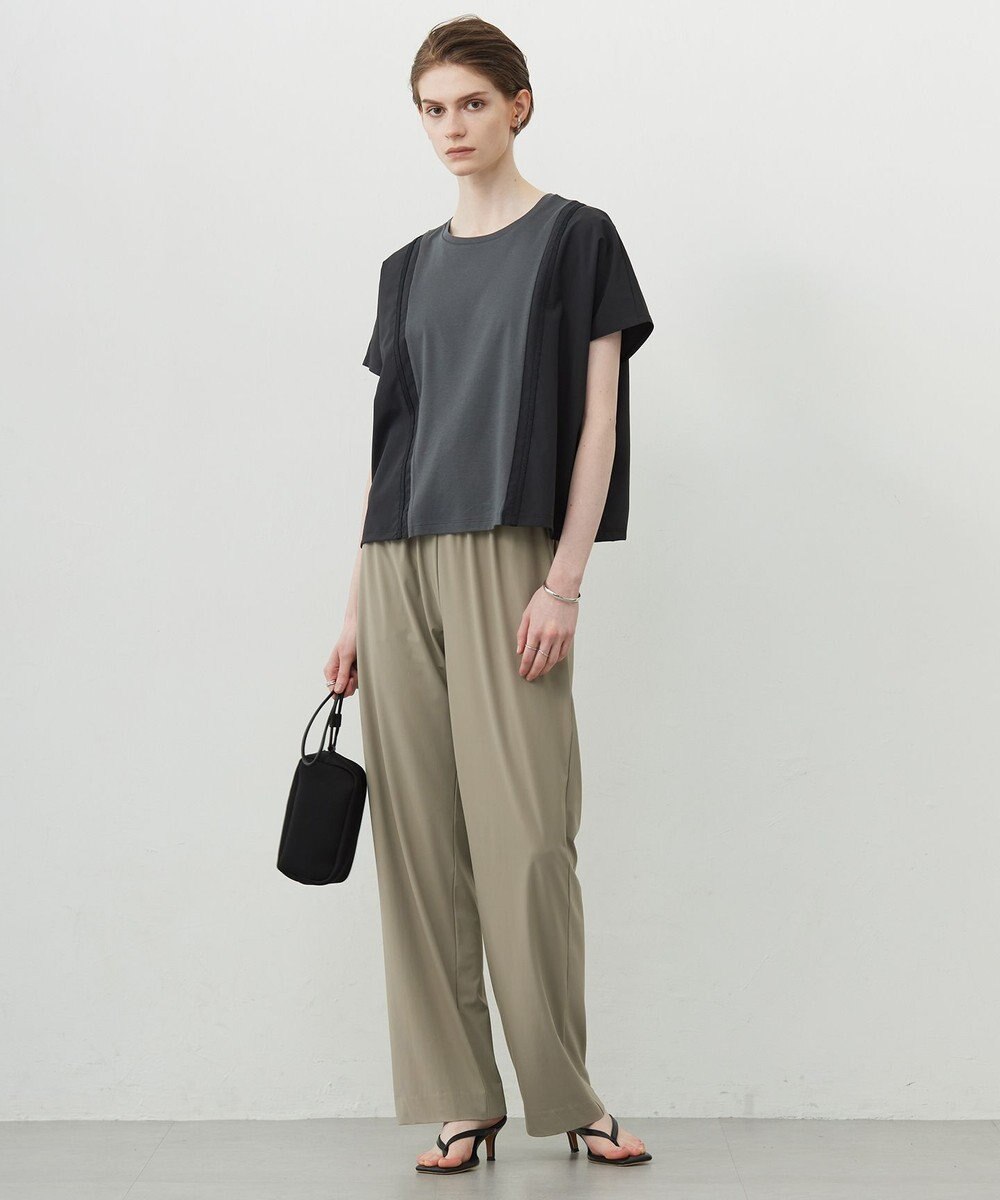 ICB L 【接触冷感・UVケア・洗える】シルケットスムースコンビ バイカラーカットソー 