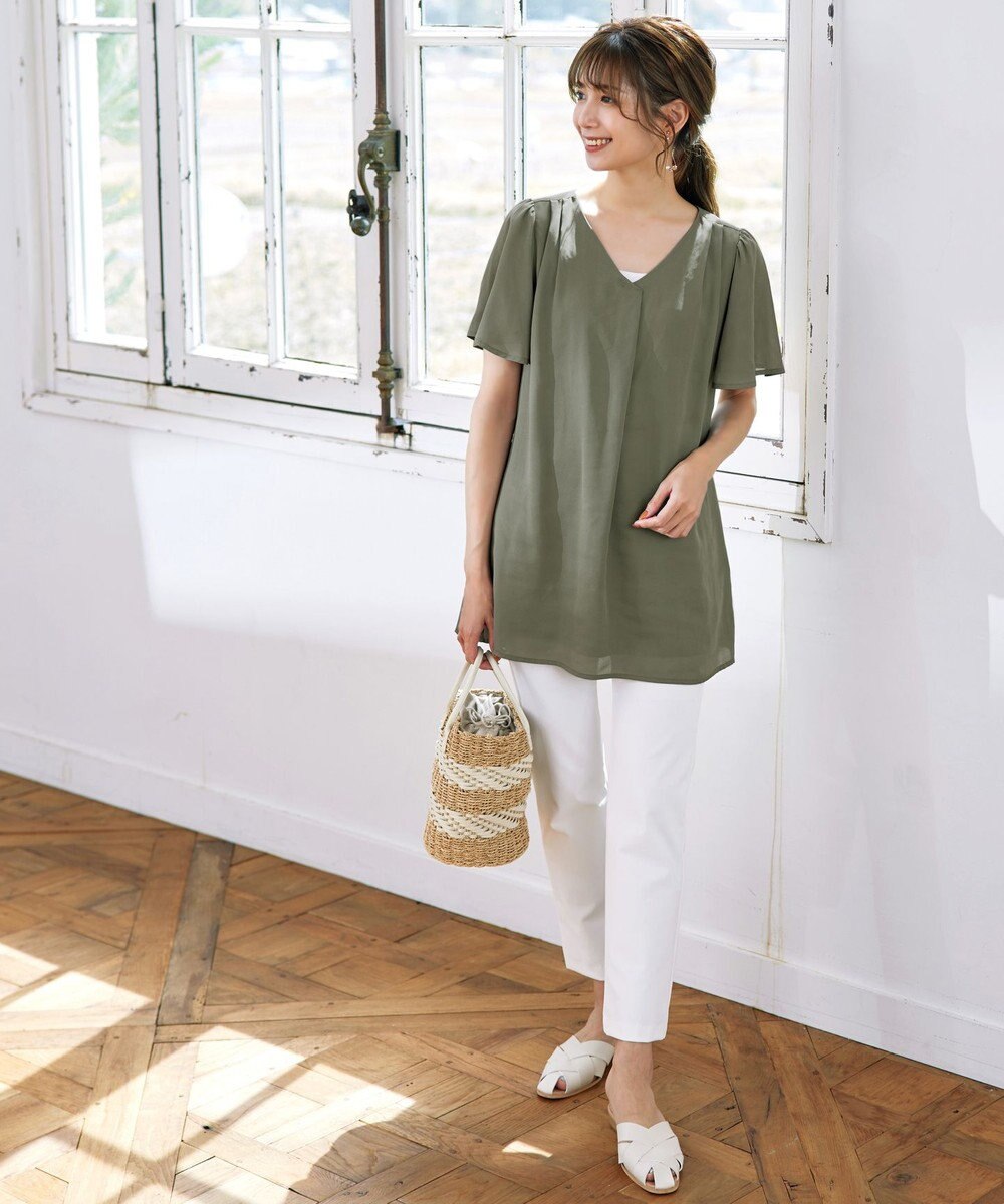 Tiaclasse フレアスリーブチュニックブラウス 