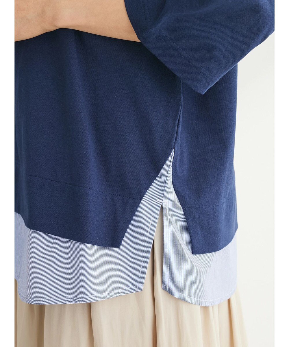 Green Parks 裾ドッキングレイヤー風７分袖プルオーバー 