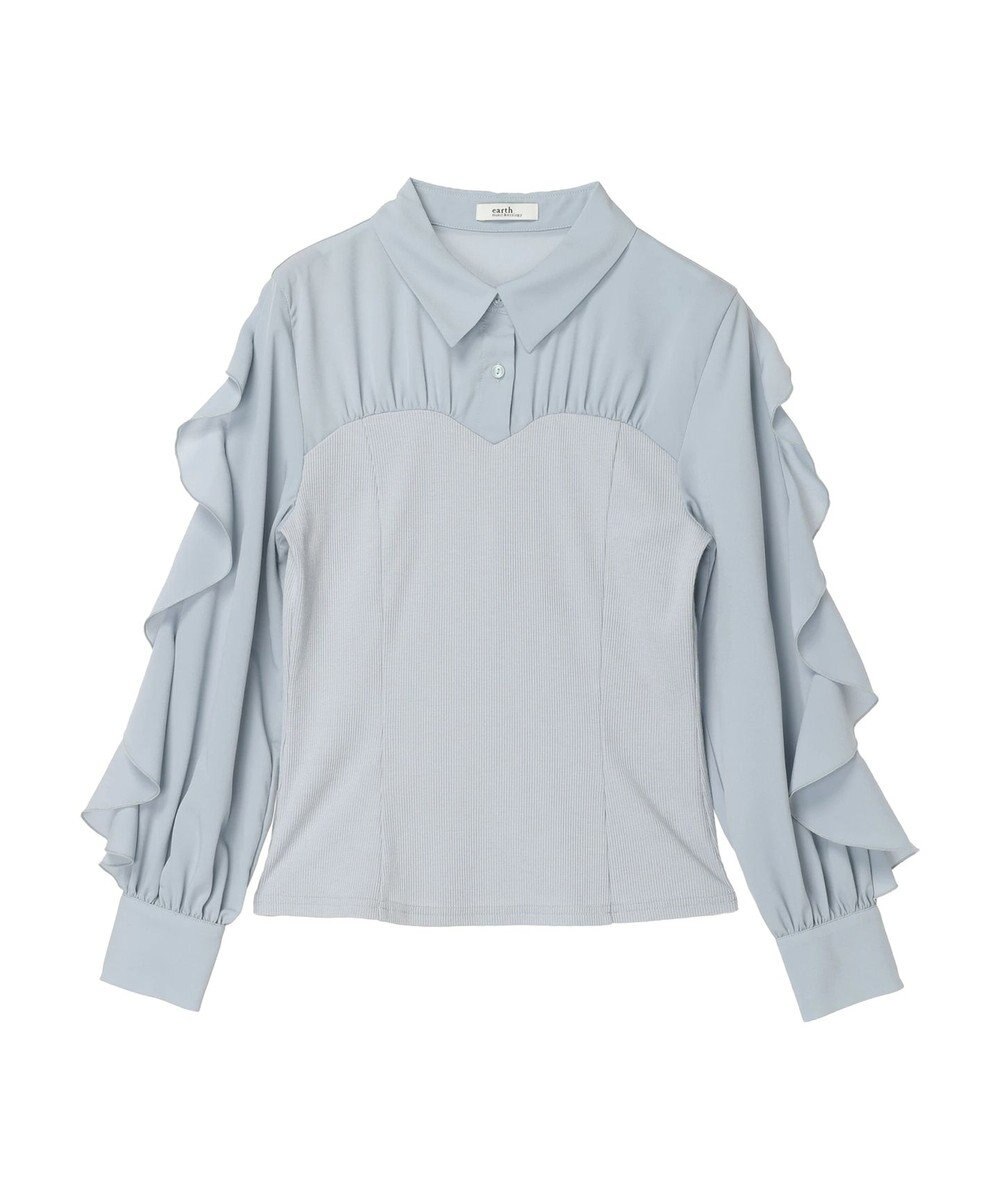 earth music&ecology ドッキングフリルシャツ見えプルオーバー 