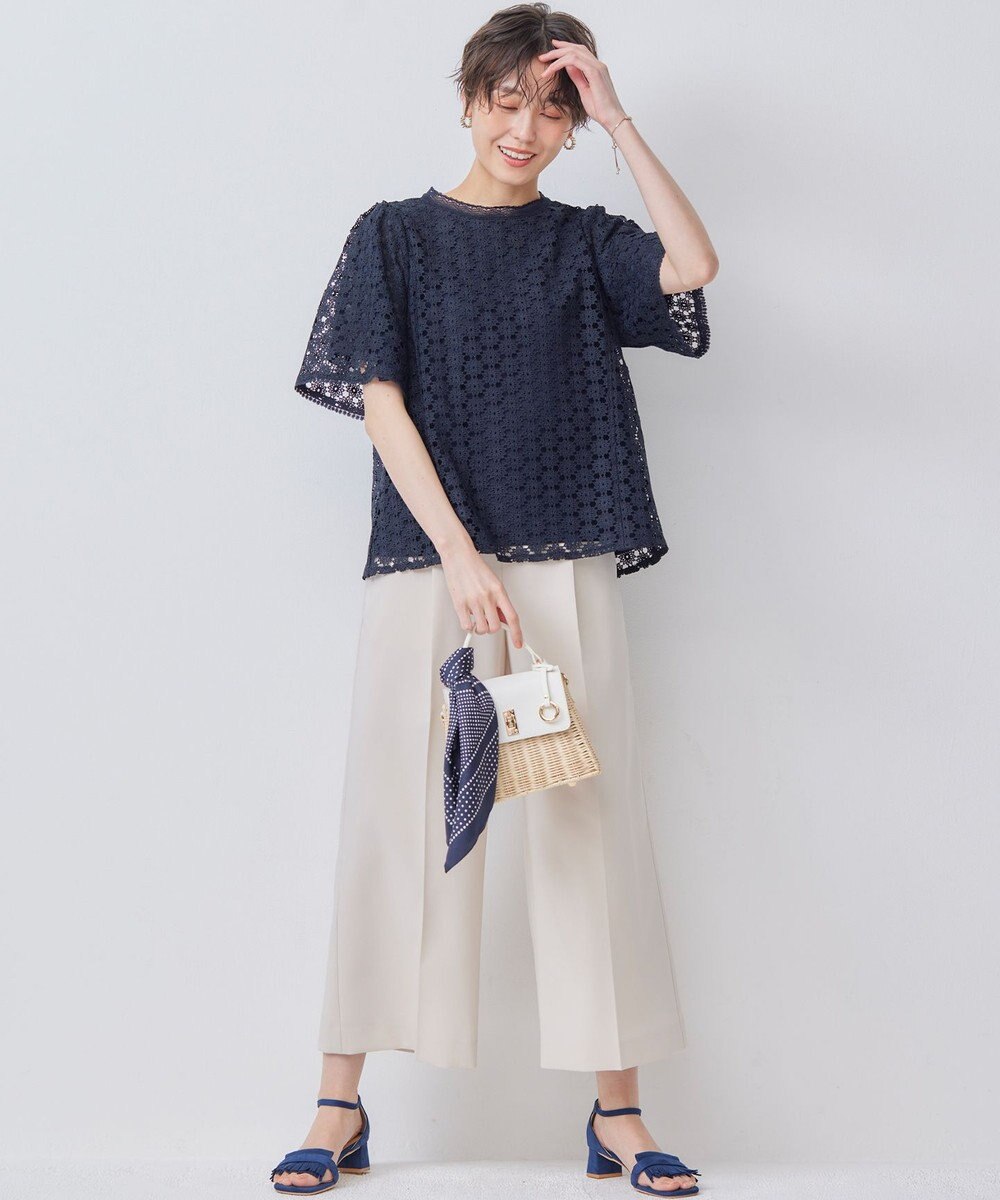 組曲 L フラワーレース半袖ブラウス 