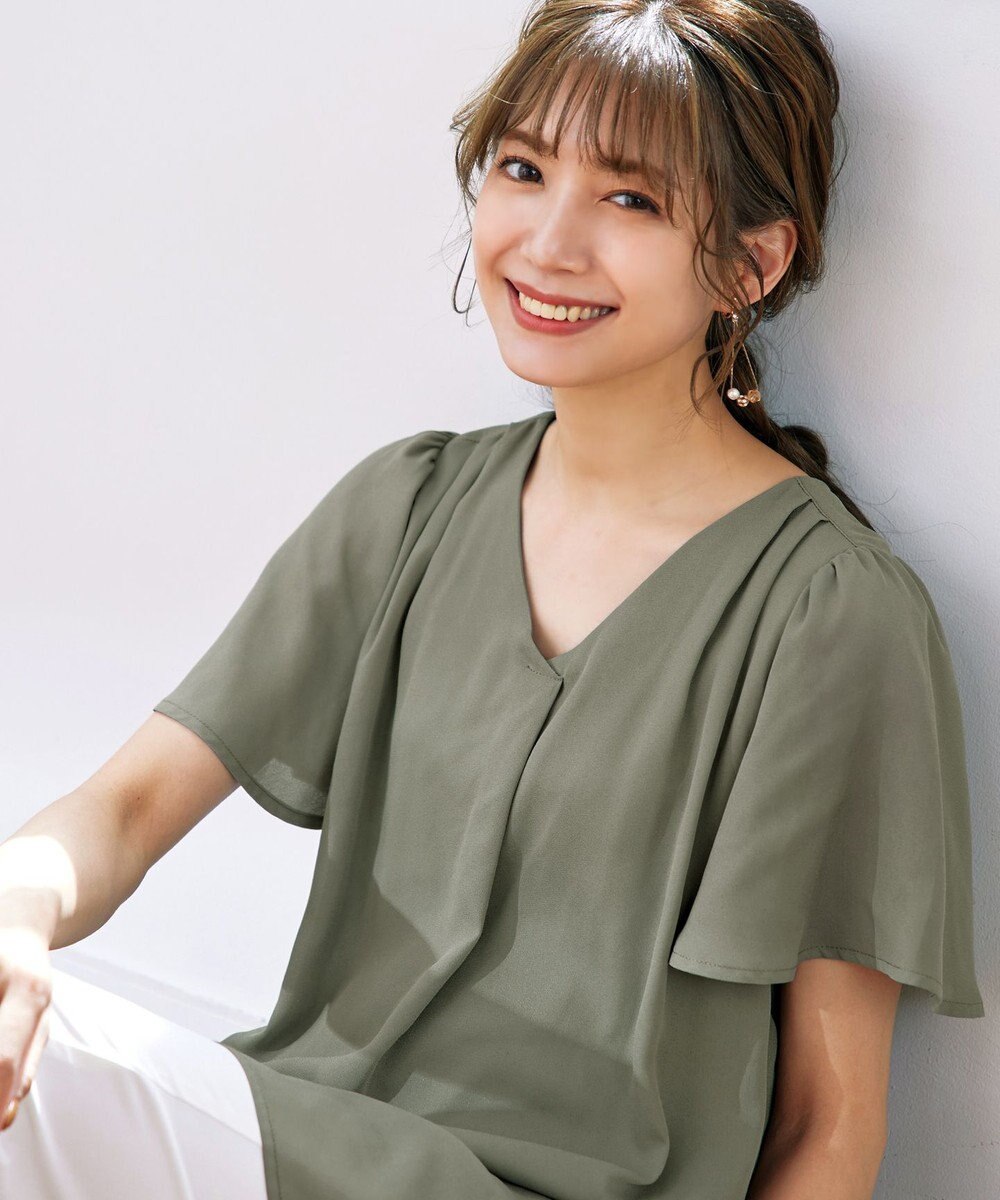 Tiaclasse フレアスリーブチュニックブラウス 