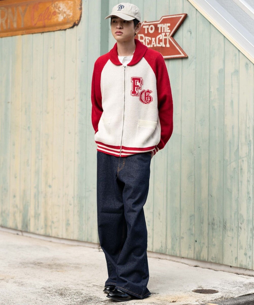 WEGO 【ユニセックス着用ITEM】グラフィックZIPニットブルゾン 