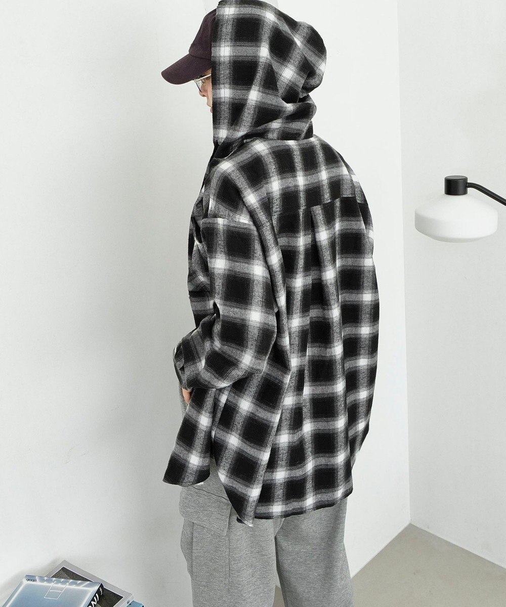 WEGO 【25年秋冬新作】チェックフードBIGネルシャツ 