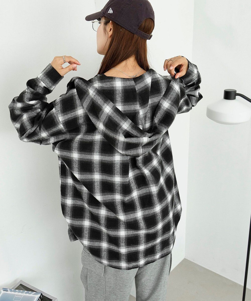 WEGO 【25年秋冬新作】チェックフードBIGネルシャツ 